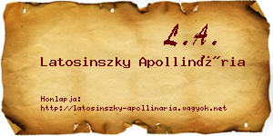 Latosinszky Apollinária névjegykártya